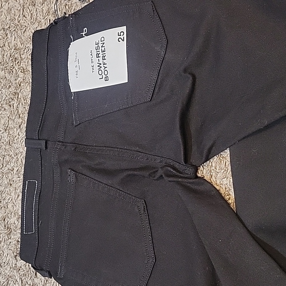 Rag & Bone Black Jeans Dylan Low Rise Slim Boyfriend 31 New - Picture 9 of 13